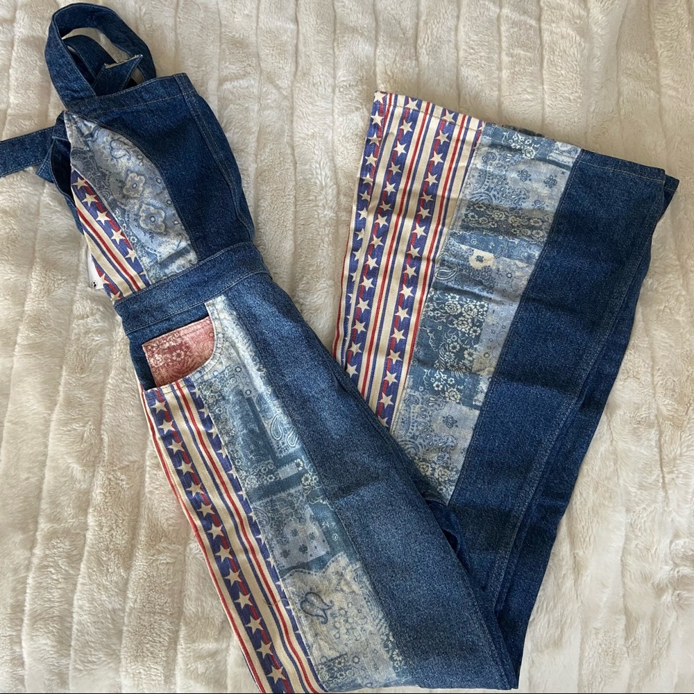 🌿|NWT| Free People Dallas Denim Flare Jumpsuit - Picture 11 of 15